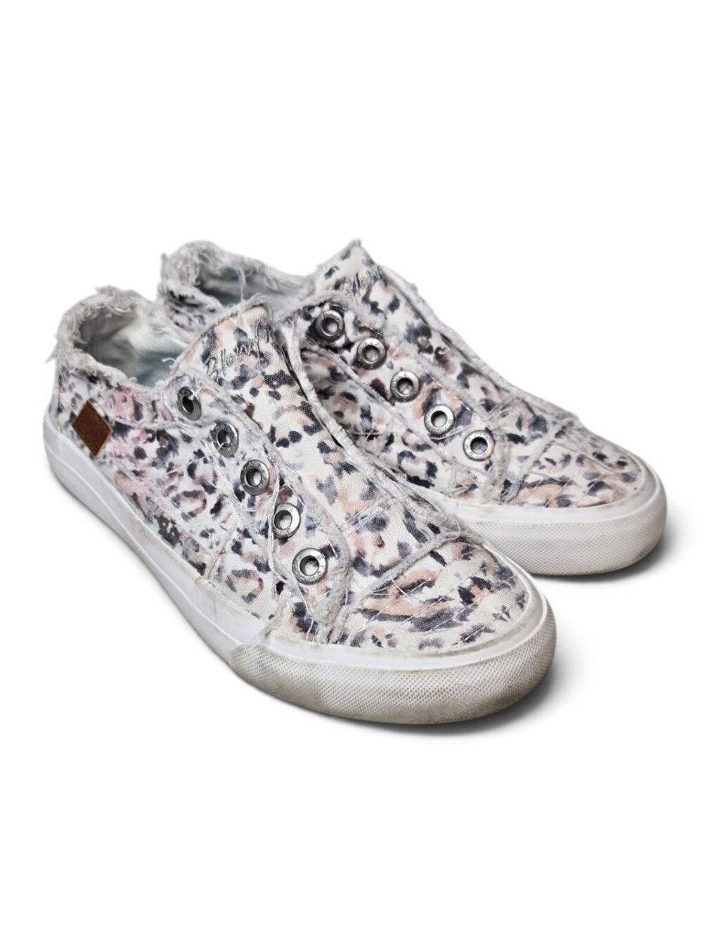 Blowfish Malibu Rainforest Leopard Print Sneakers Womens Boho Fray No Lace 7.5